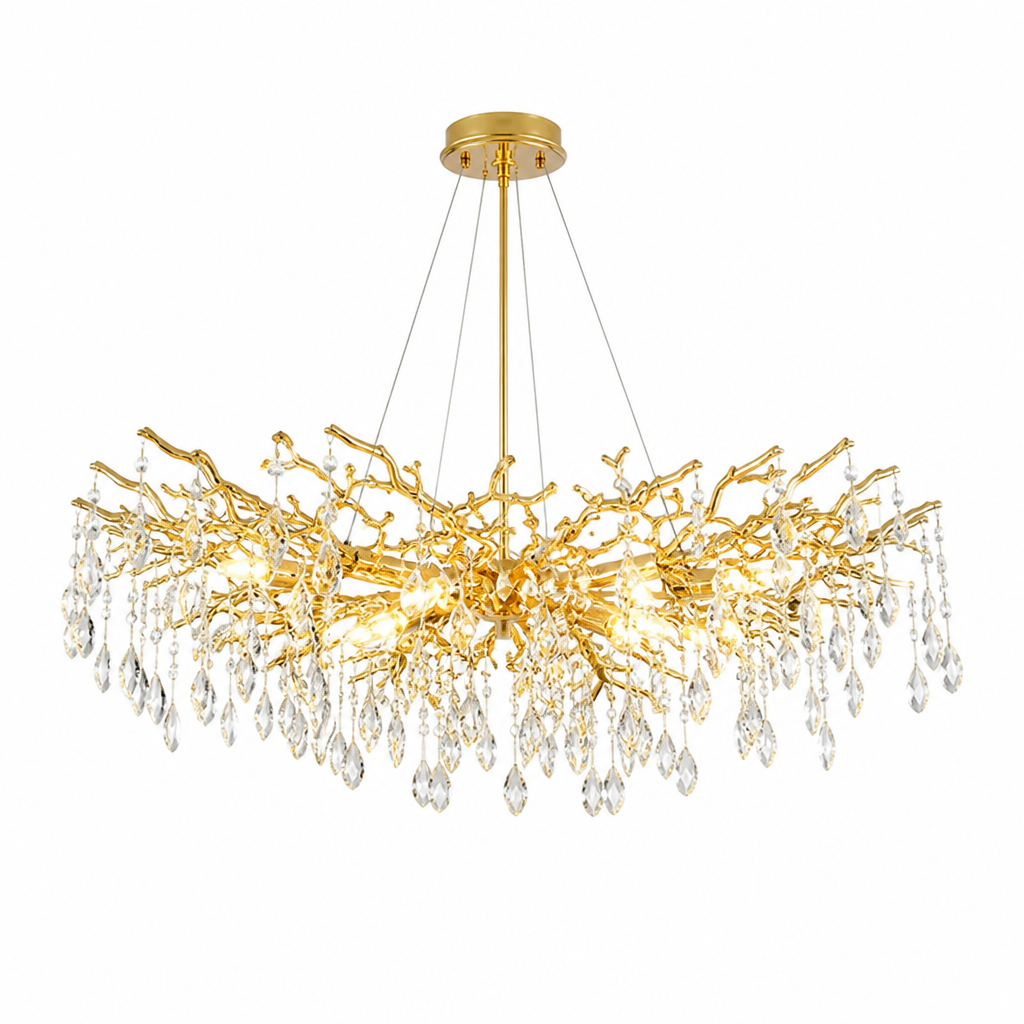Modern Gold Crystal Tree-Branch Chandelier