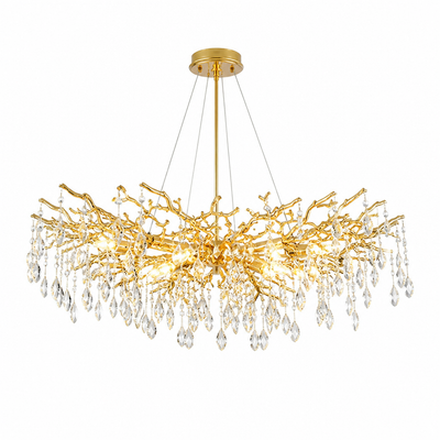 Modern Gold Crystal Tree-Branch Chandelier