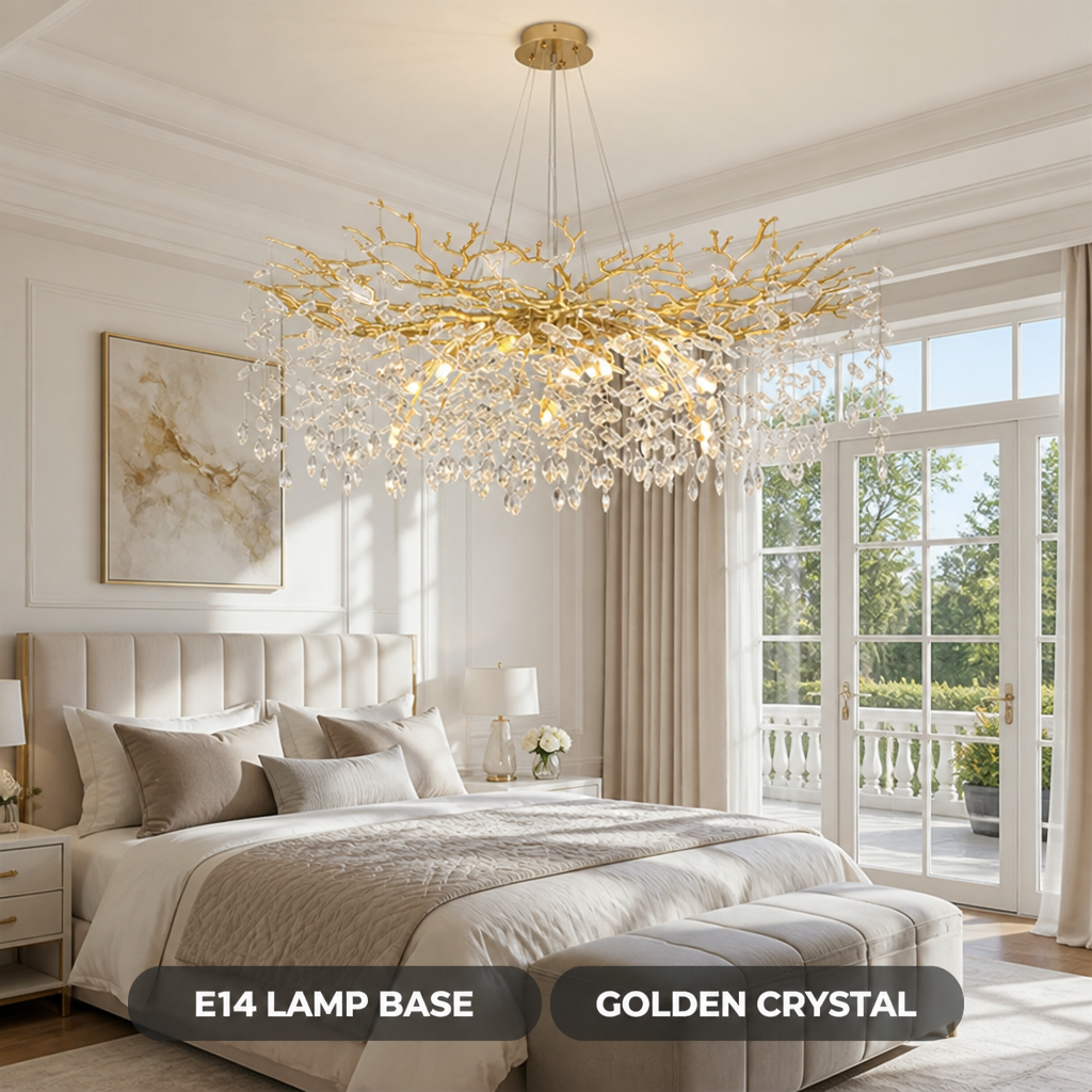Modern Gold Crystal Tree-Branch Chandelier