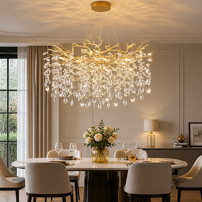 Modern Gold Crystal Tree-Branch Chandelier