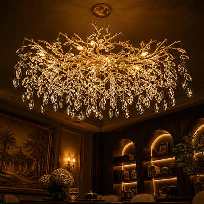 Modern Gold Crystal Tree-Branch Chandelier