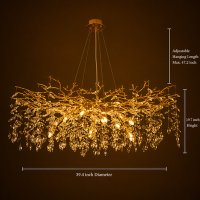 Modern Gold Crystal Tree-Branch Chandelier