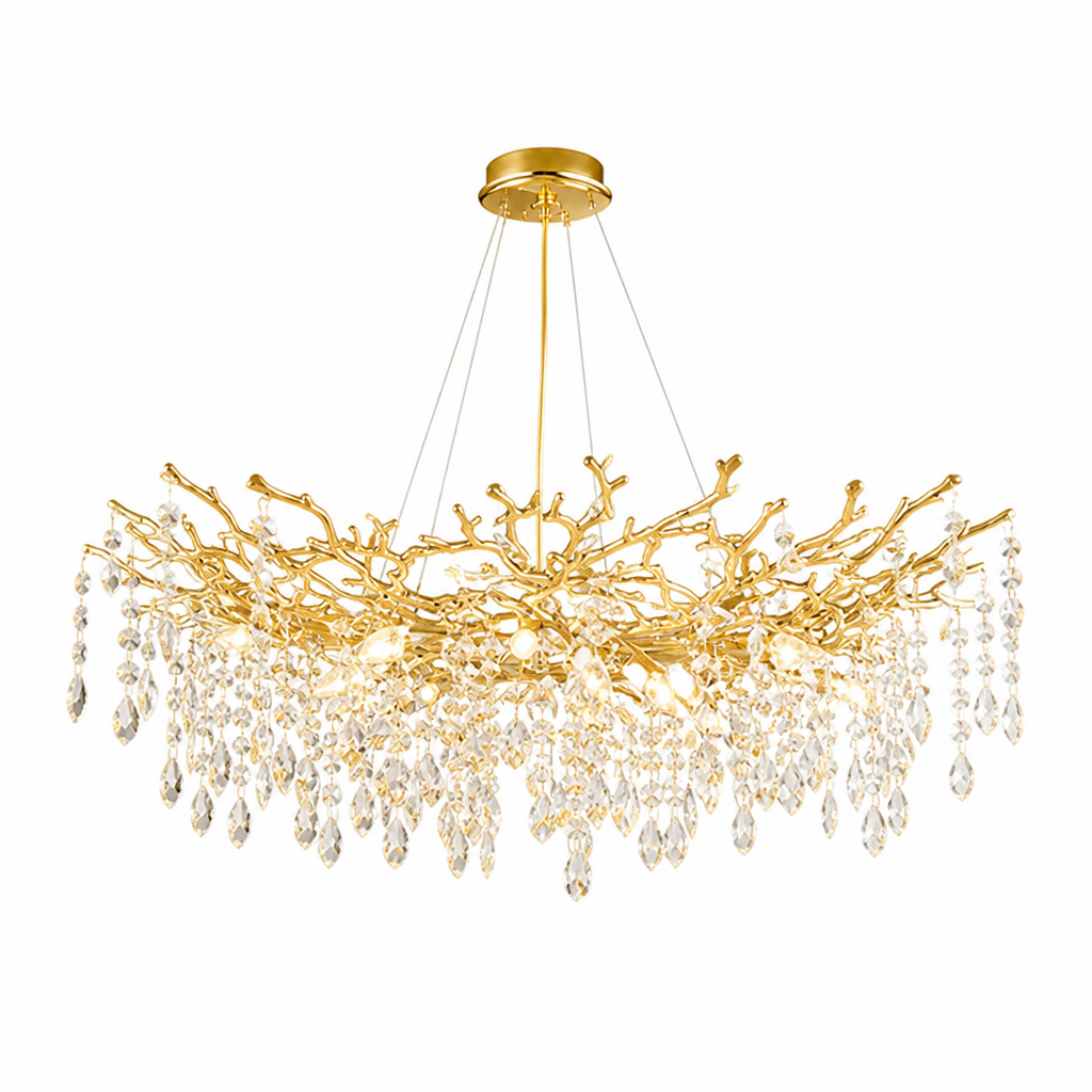 Modern Gold Crystal Tree-Branch Chandelier
