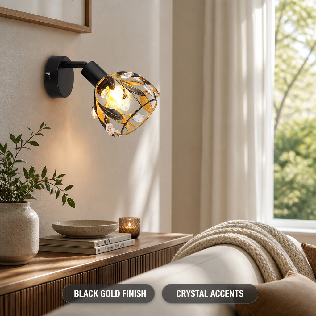 Modern Gold Crystal Wall Sconce