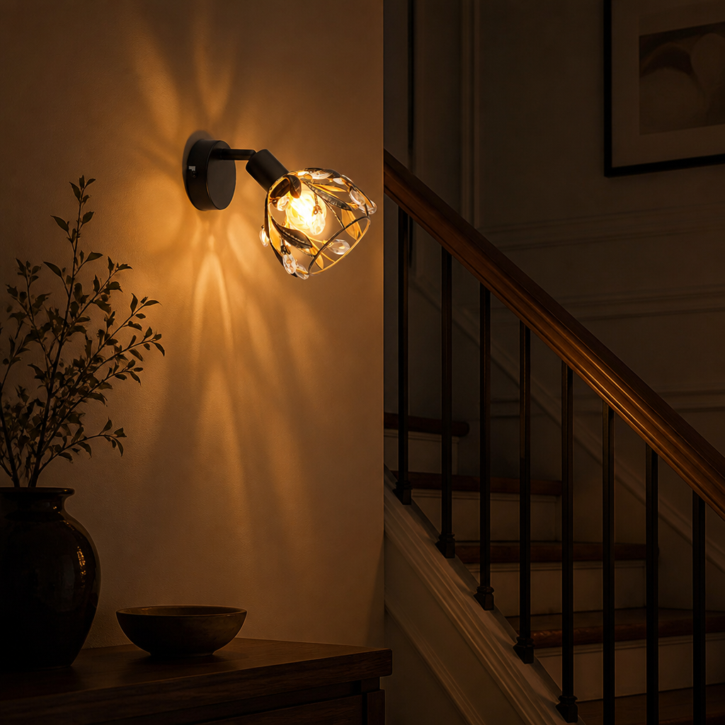 Modern Gold Crystal Wall Sconce