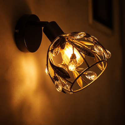 Modern Gold Crystal Wall Sconce