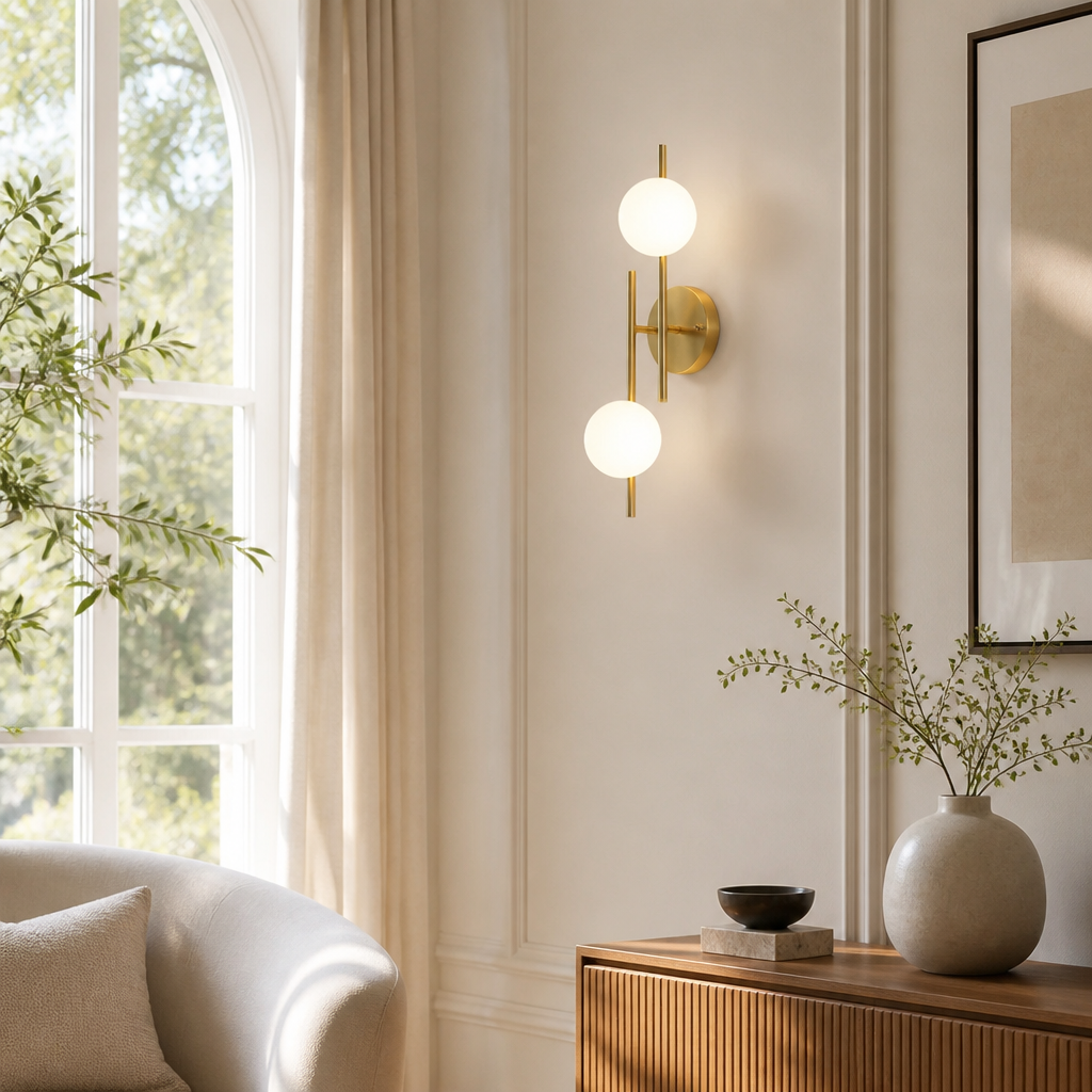 Modern Gold Glass Globe Wall Sconce