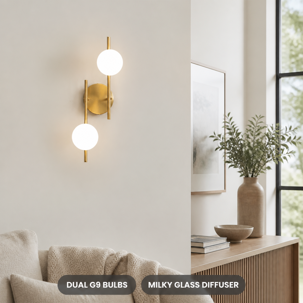 Modern Gold Glass Globe Wall Sconce
