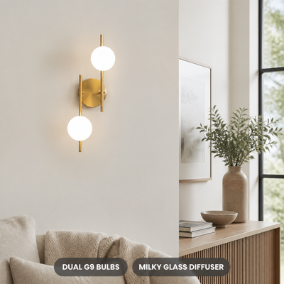Modern Gold Glass Globe Wall Sconce