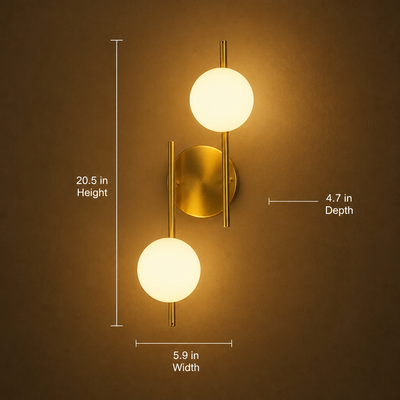 Modern Gold Glass Globe Wall Sconce