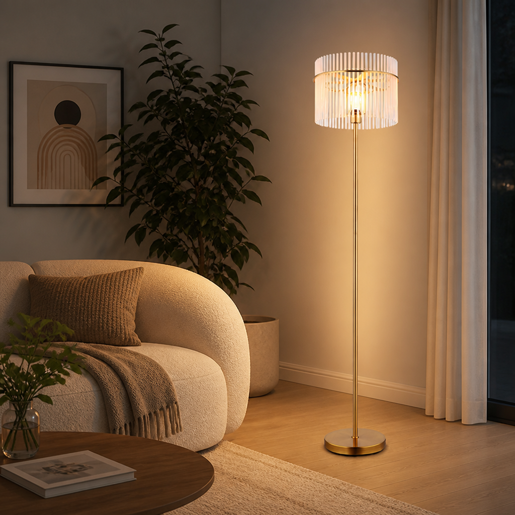 Modern Gold Glass Rods Table Lamp