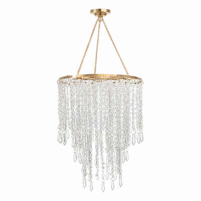 Modern Gold Three-Tier Beaded Chandelier