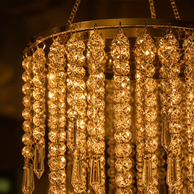 Modern Gold Three-Tier Beaded Chandelier