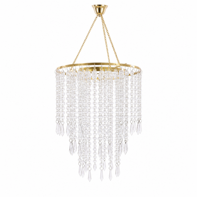 Modern Gold Three-Tier Beaded Chandelier