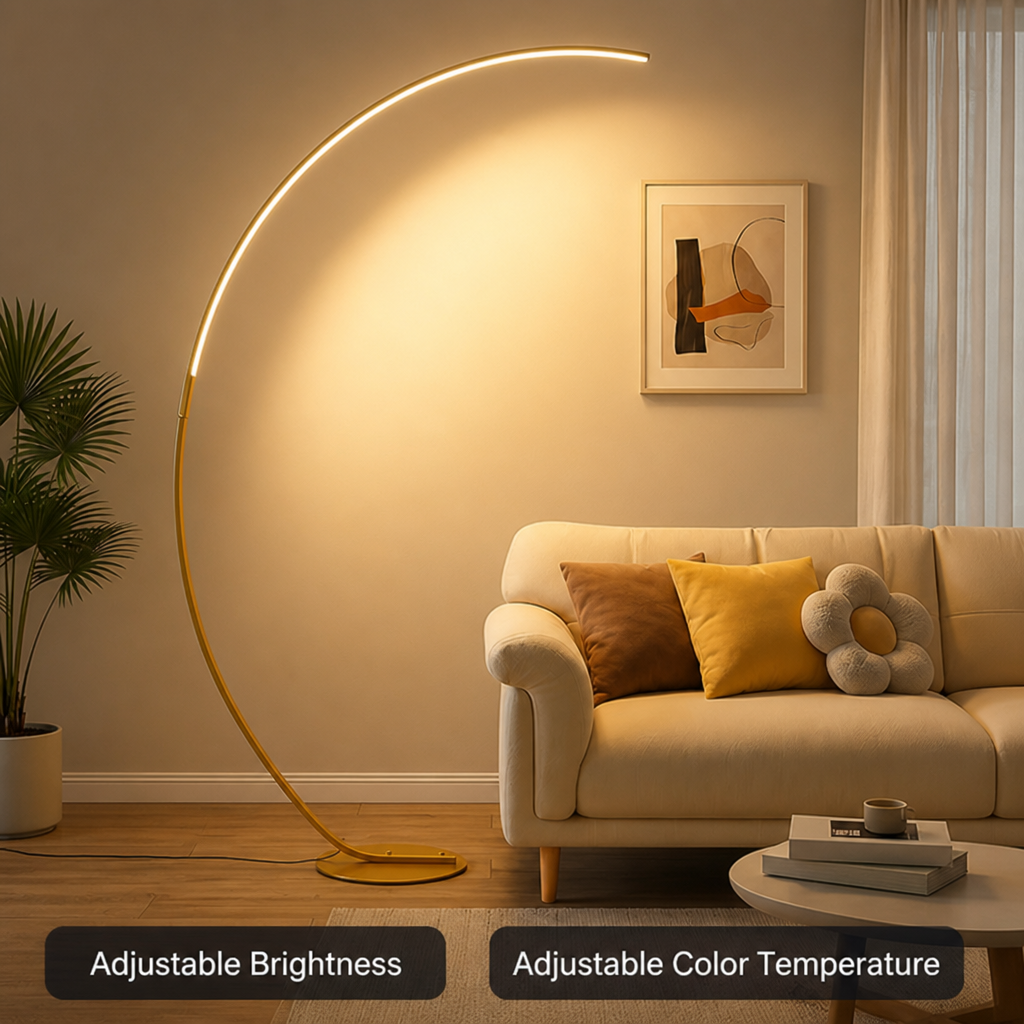 Modern Golden LED Arc Floor Lamp
