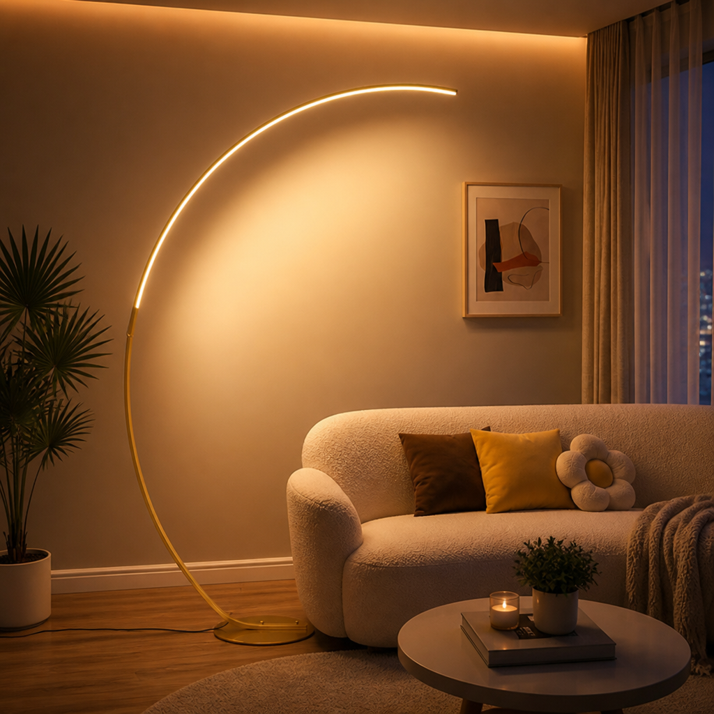 Modern Golden LED Arc Floor Lamp
