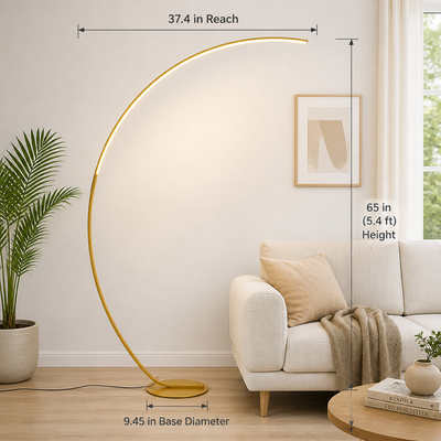 Modern Golden LED Arc Floor Lamp