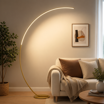 Modern Golden LED Arc Floor Lamp