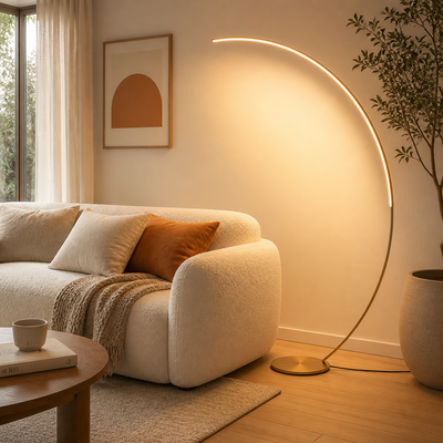 Modern Golden LED Arc Floor Lamp