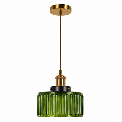 Modern Green & Gold Striped Pendant Light