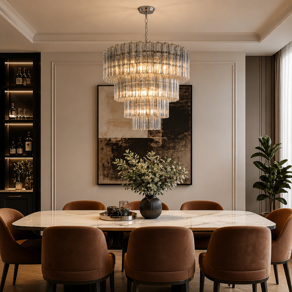 Modern Grey Glass Chandelier