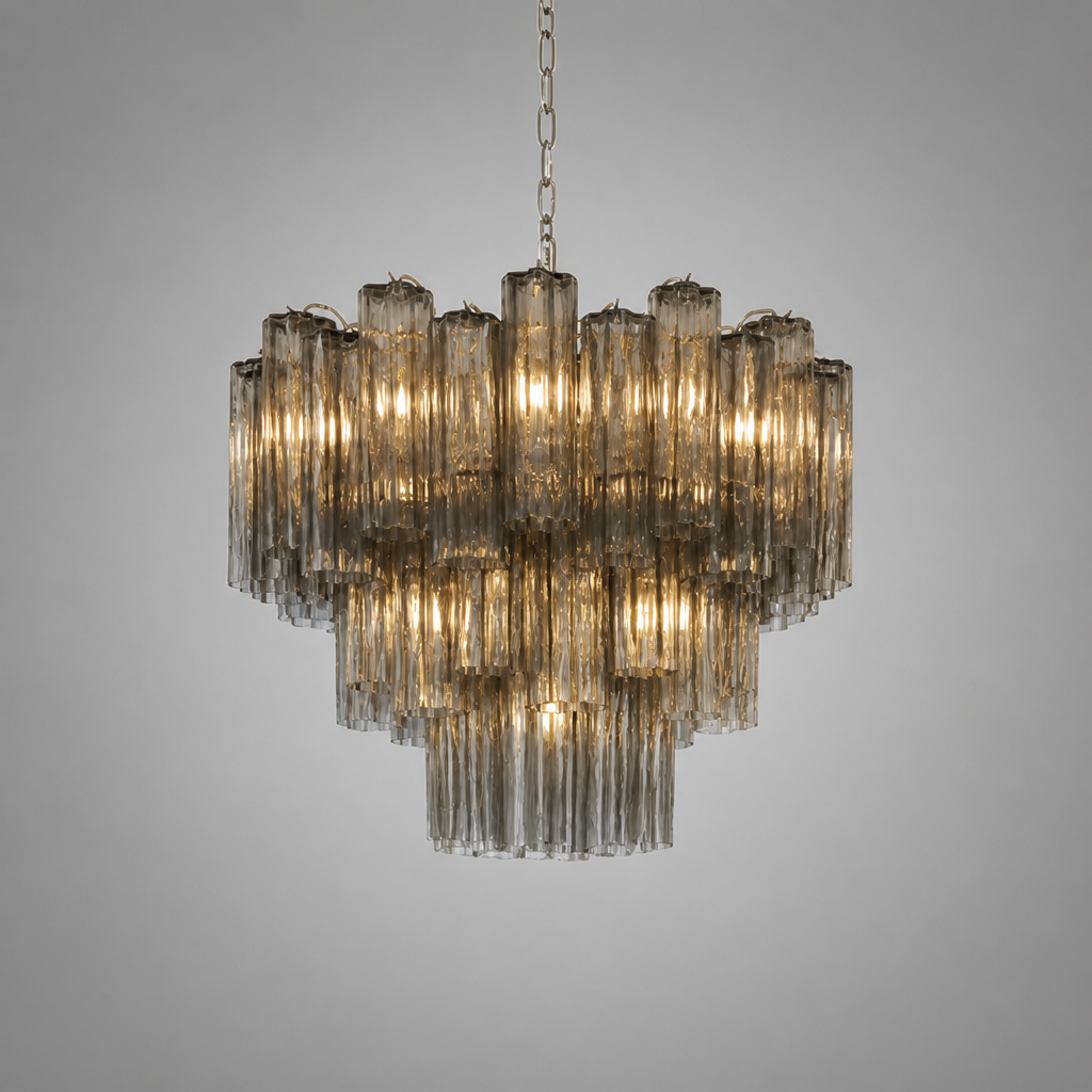 Modern Grey Glass Chandelier