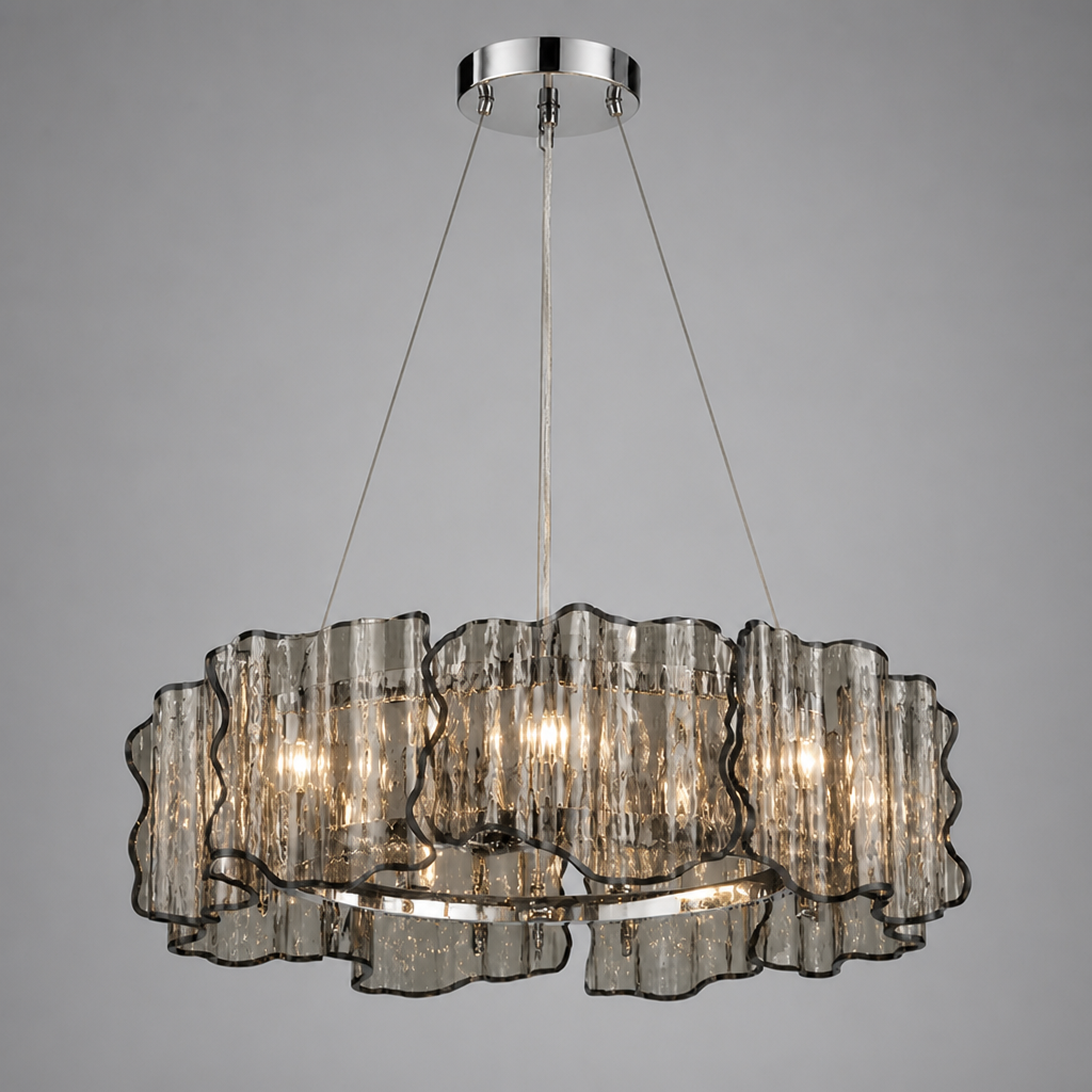 Modern Grey Glass Chandelier