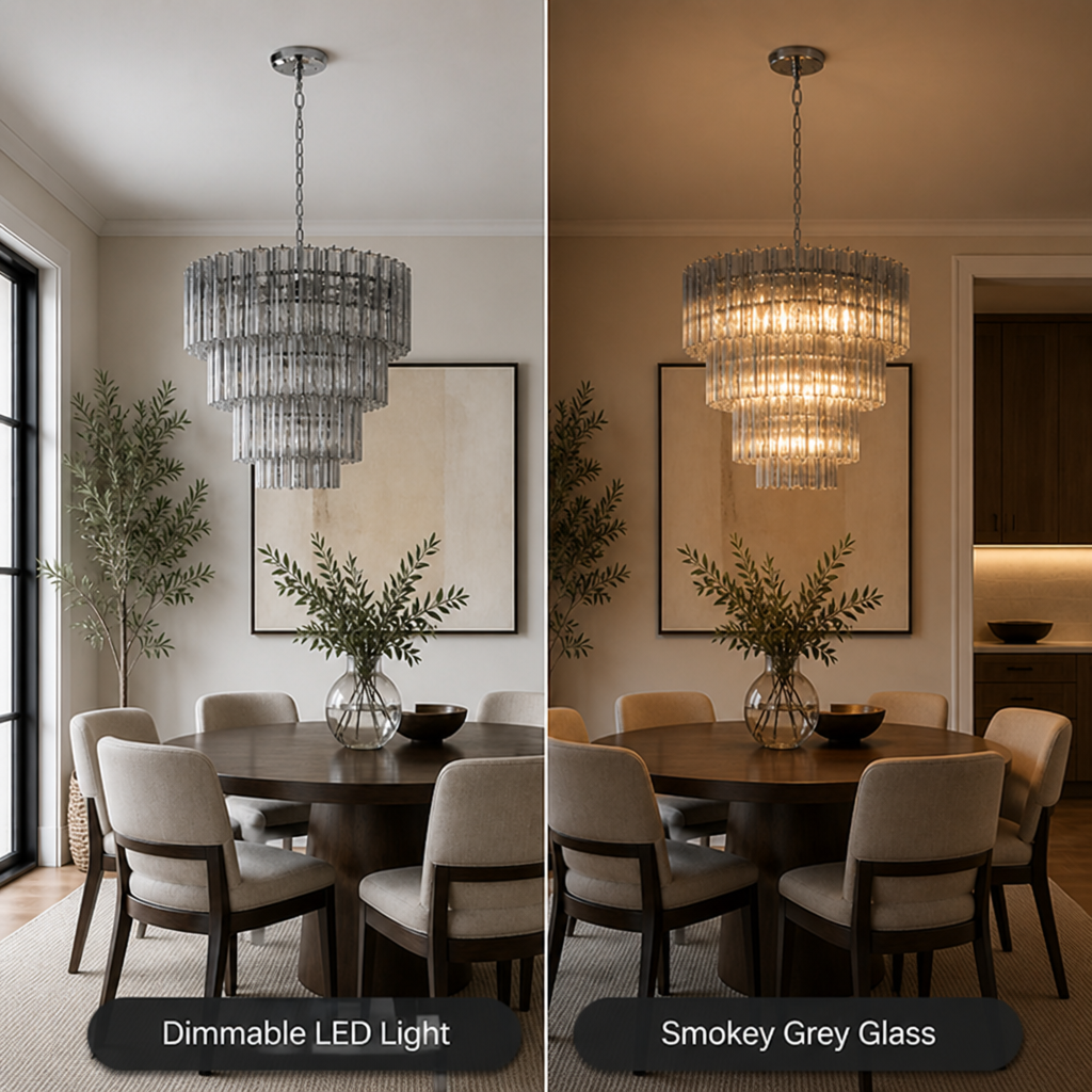 Modern Grey Glass Chandelier