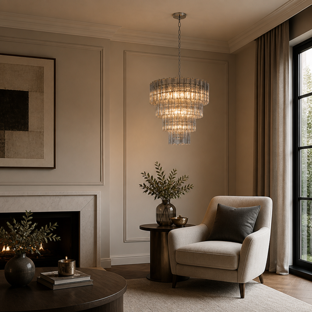 Modern Grey Glass Chandelier