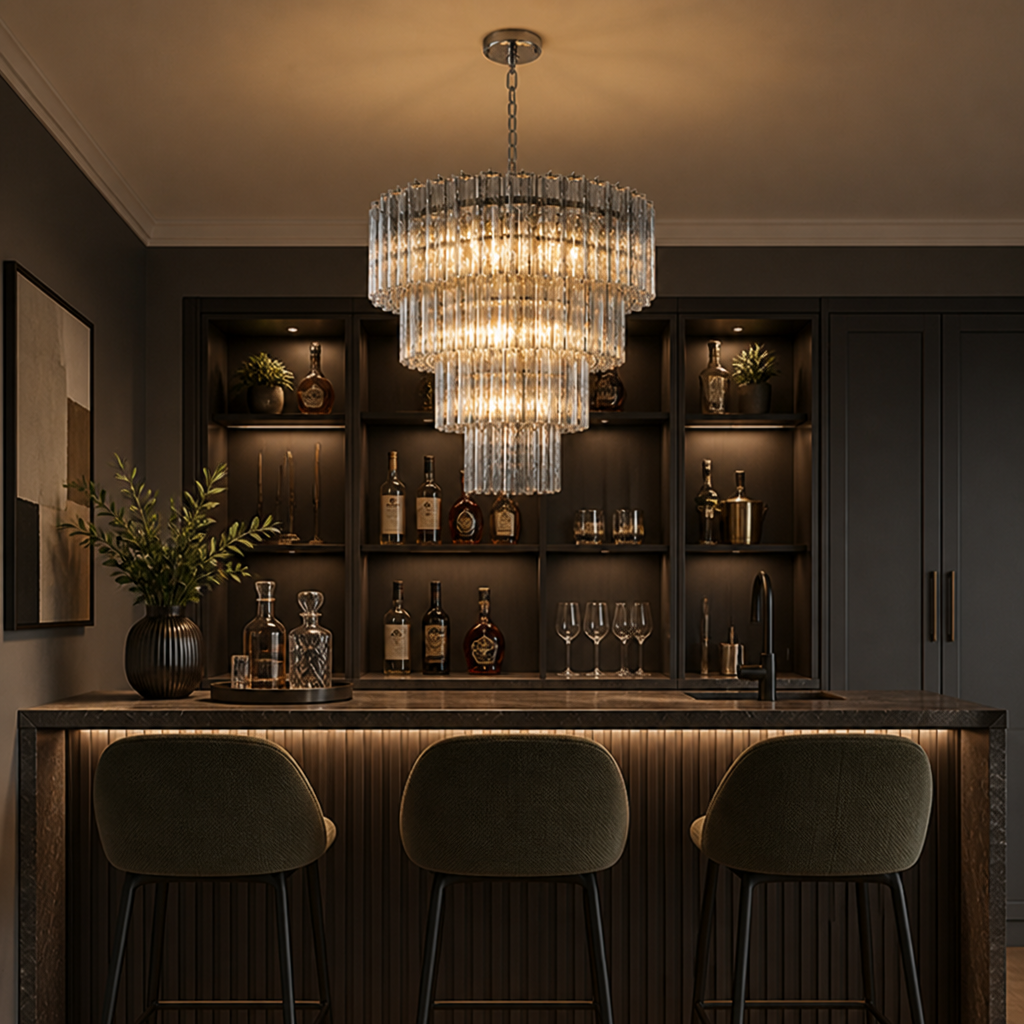 Modern Grey Glass Chandelier