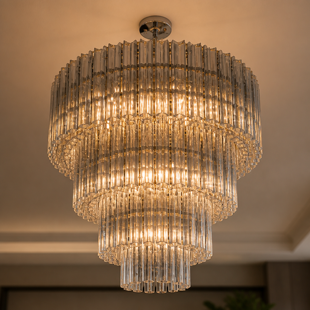 Modern Grey Glass Chandelier