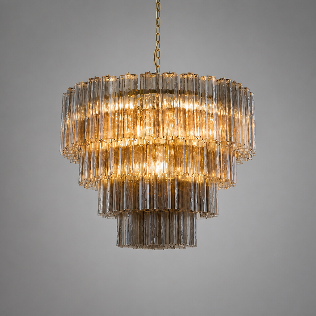 Modern Grey Glass Chandelier