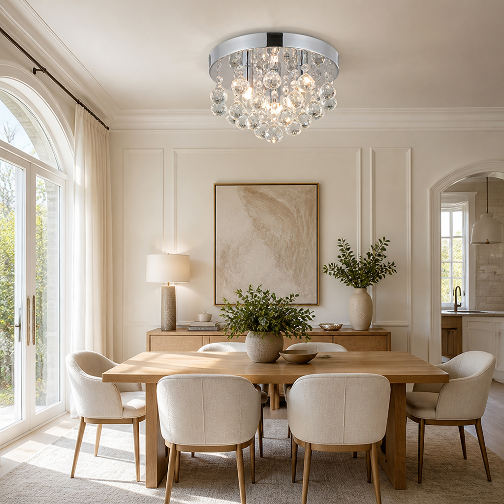 Modern Iron & Crystal Chandelier