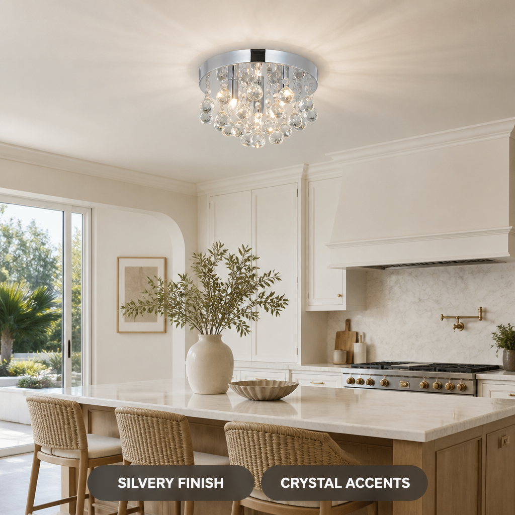 Modern Iron & Crystal Chandelier