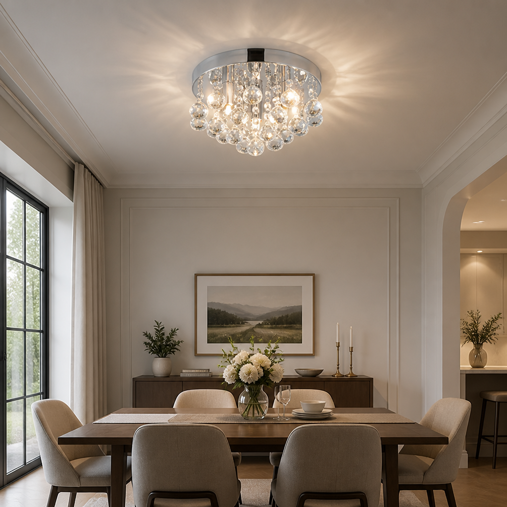 Modern Iron & Crystal Chandelier