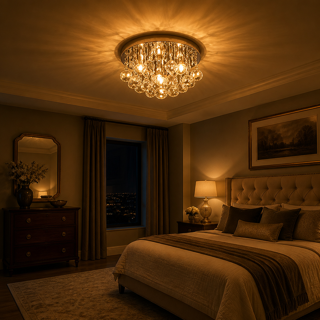Modern Iron & Crystal Chandelier