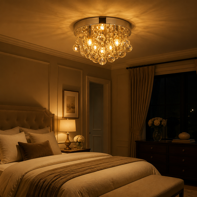 Modern Iron & Crystal Chandelier
