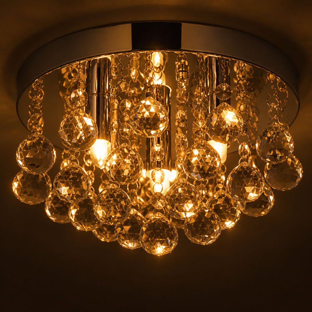Modern Iron & Crystal Chandelier