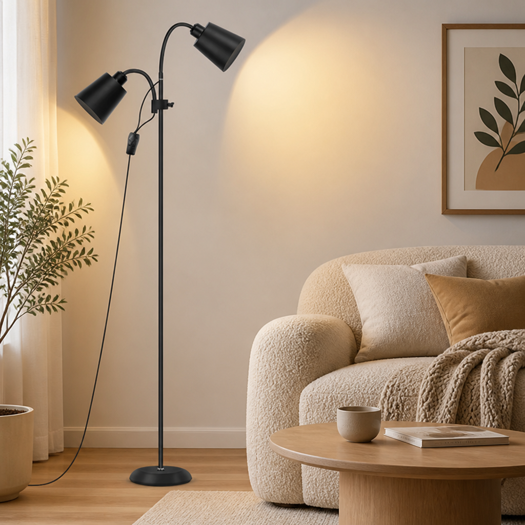 Modern Iron Dual-Head Floor Lamp