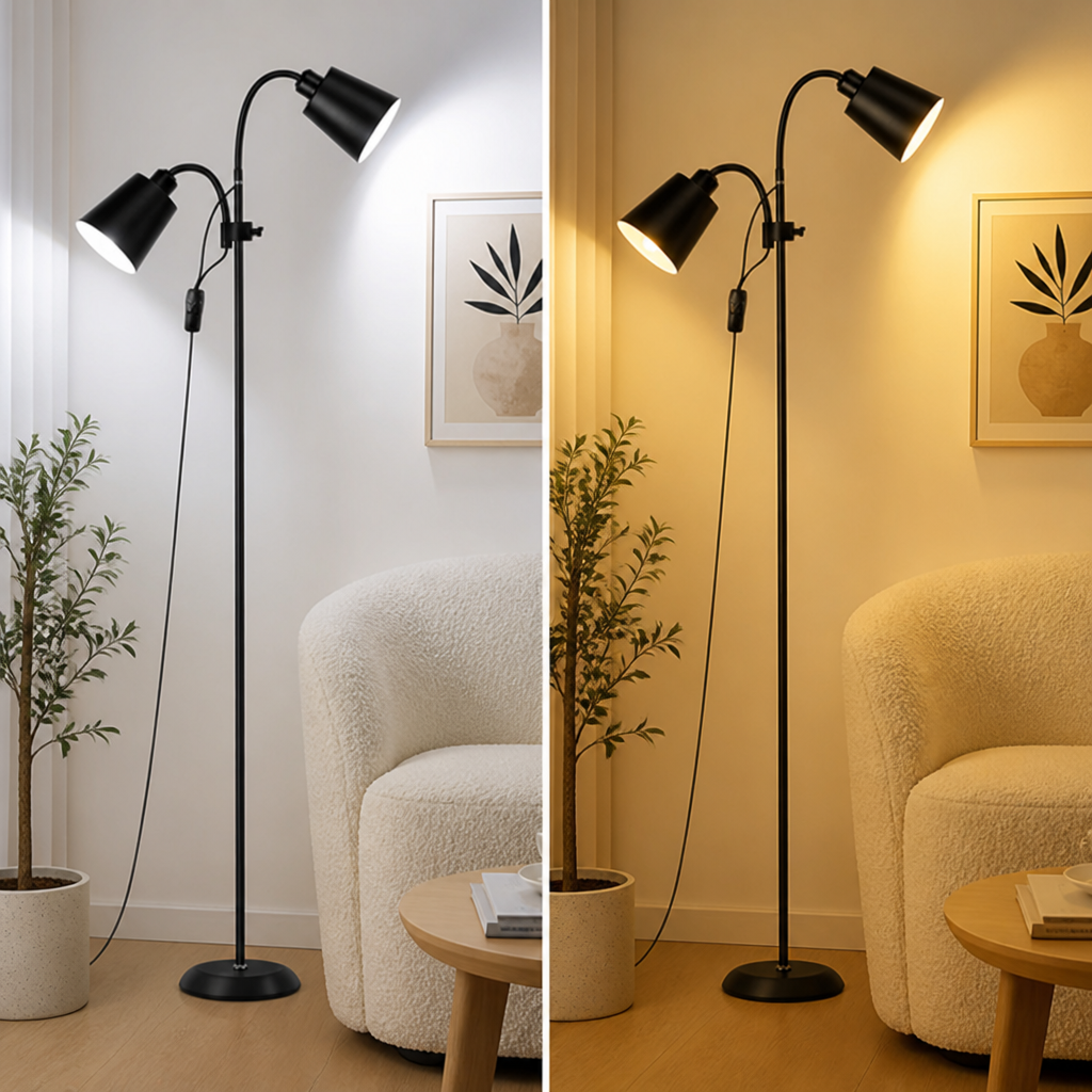 Modern Iron Dual-Head Floor Lamp