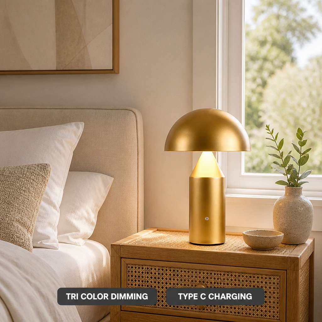 Modern Iron LED Mushroom Table Lamp