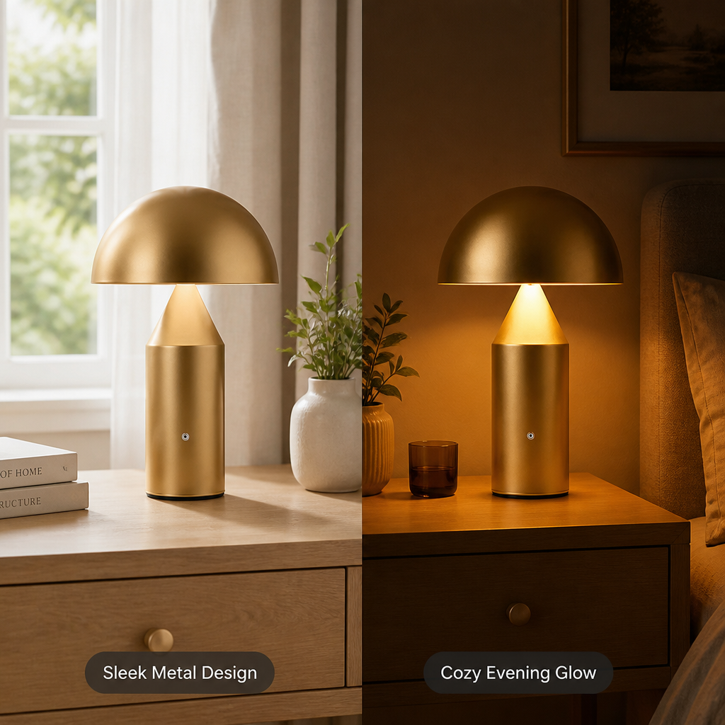 Modern Iron LED Mushroom Table Lamp