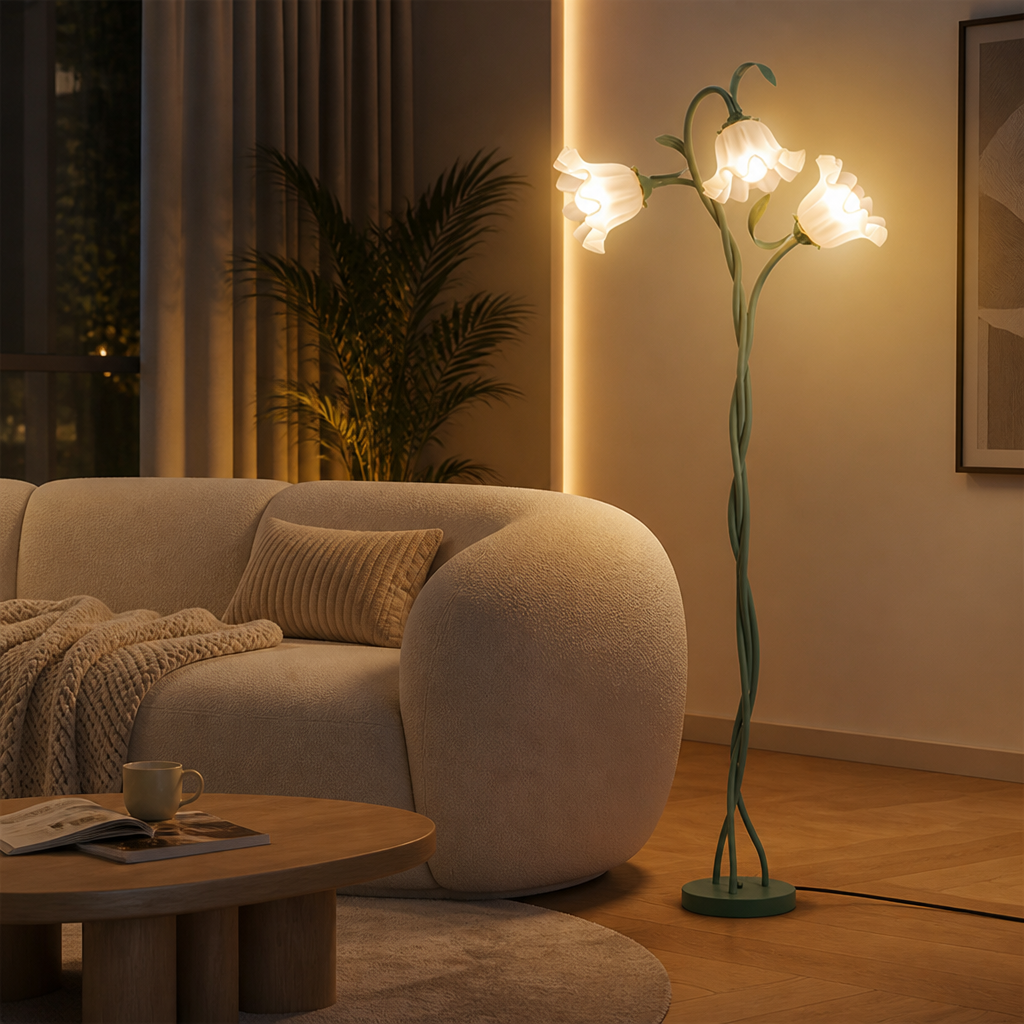 Modern Iron Rotating Flower Floor Lamp