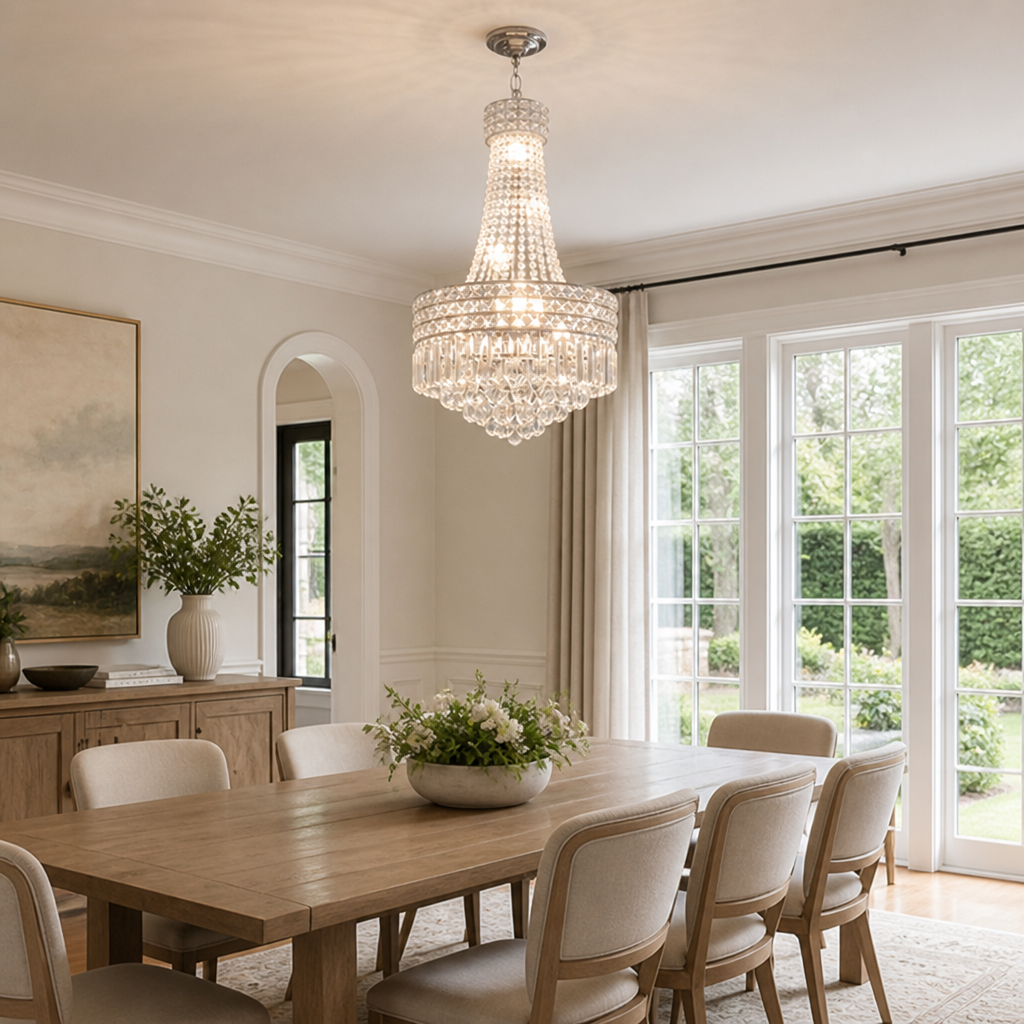 Modern K9 Crystal Adjustable Double-Layer Chandelier