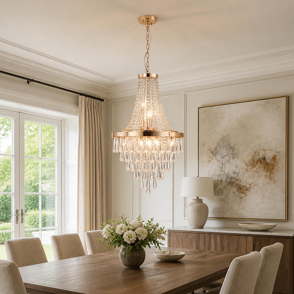 Modern K9 Crystal Adjustable Double-Layer Chandelier
