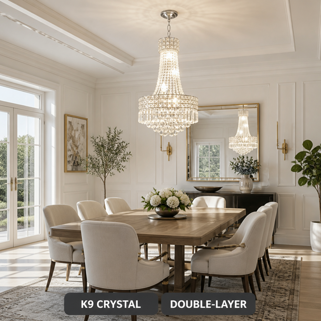 Modern K9 Crystal Adjustable Double-Layer Chandelier