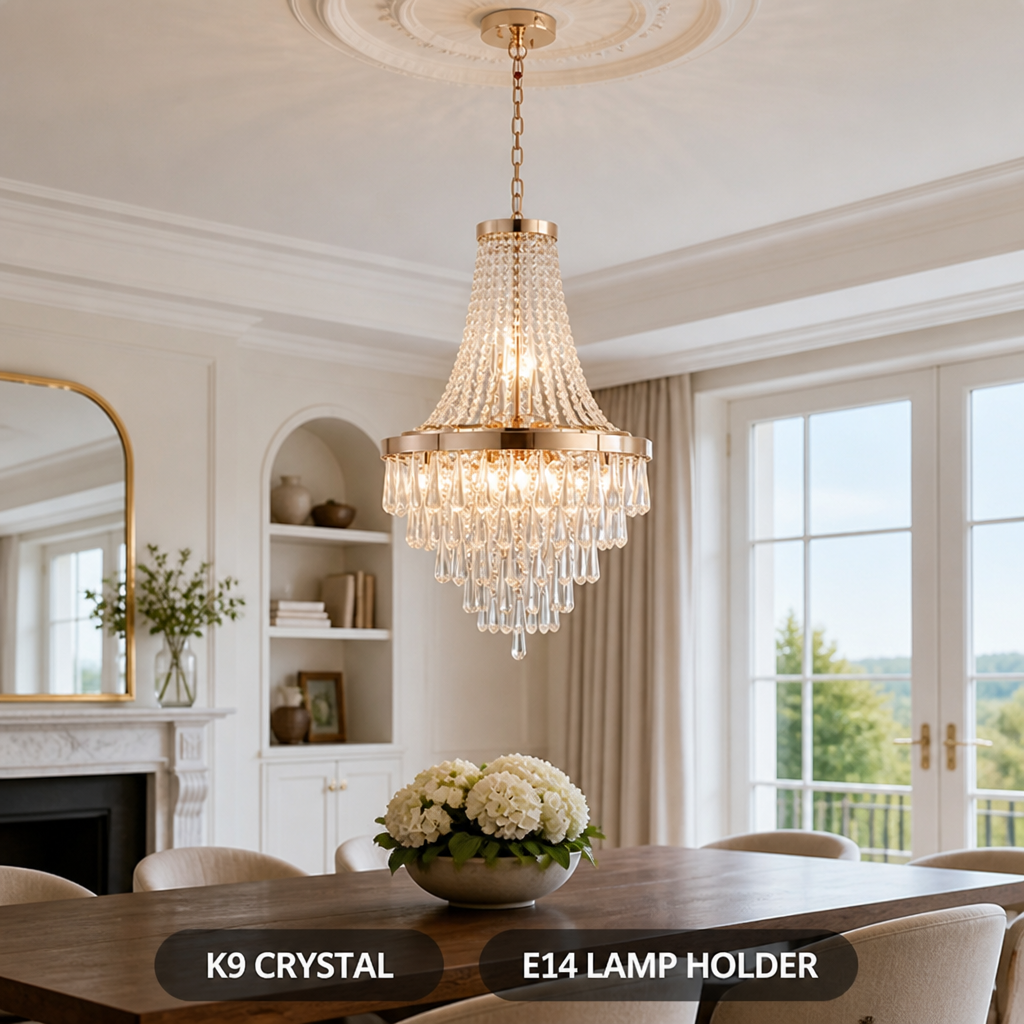 Modern K9 Crystal Adjustable Double-Layer Chandelier