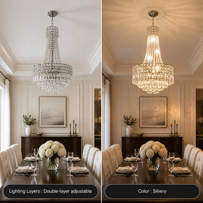 Modern K9 Crystal Adjustable Double-Layer Chandelier