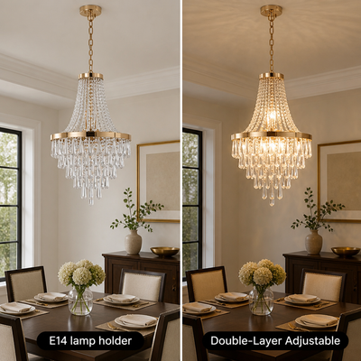 Modern K9 Crystal Adjustable Double-Layer Chandelier