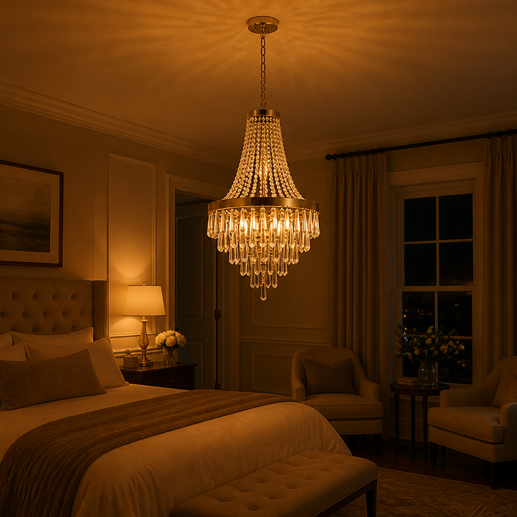Modern K9 Crystal Adjustable Double-Layer Chandelier